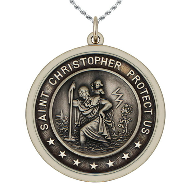Sterling Silver St Catherine of Siena Medal Necklace Oval 1.8mm Chain 